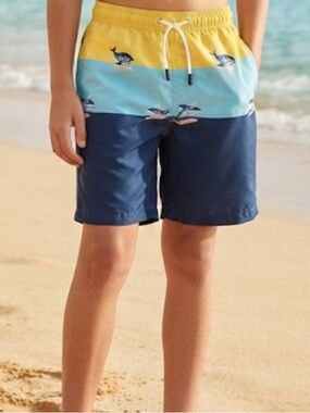 MAAMGIC Boys Whale Color Block Swim Trunks Swimsuit Size 10 / 12